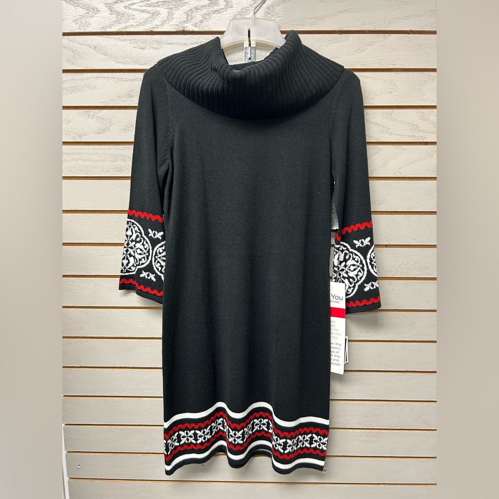 Elegant Black and Red Cowl Neck Dress